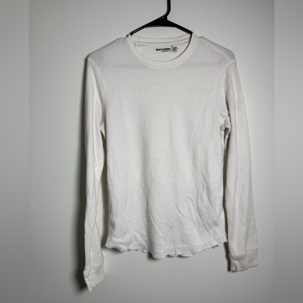 Foot Locker White Waffle Knit Long Sleeve Shirt Size S Thermal Top